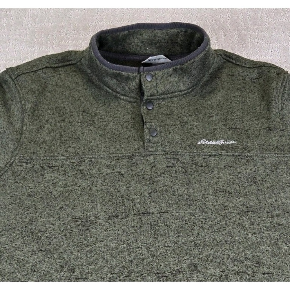 Eddie Bauer Green Radiator Fleece Men's XXL T Snap Mock Pullover Winter Fall EUC